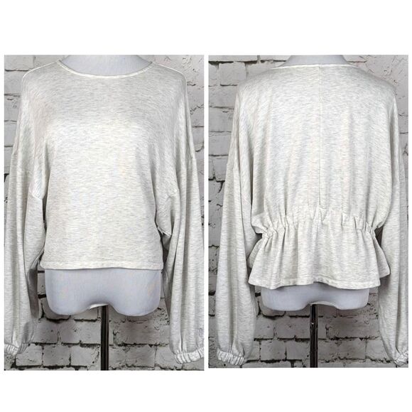 FREE PEOPLE MOVEMENT Athleisure Cropped Back-Peplum Sweatshirt Dolman Size Small - Picture 1 of 7
